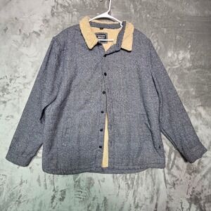 Grizzly Griptape Mens Blue Woven Sherpa Lined Shirt Jacket XXL 8PJ1058M